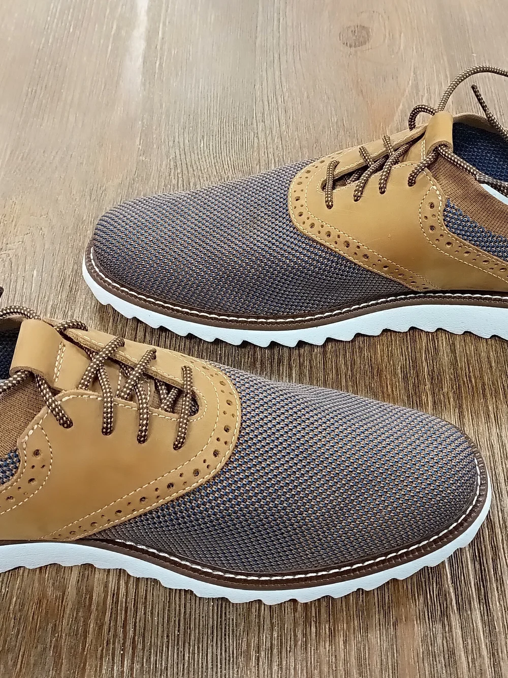 Johnston & Murphy Brown and Tan Wingtip Knit Oxfords